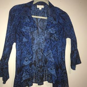 blue textured blouse
